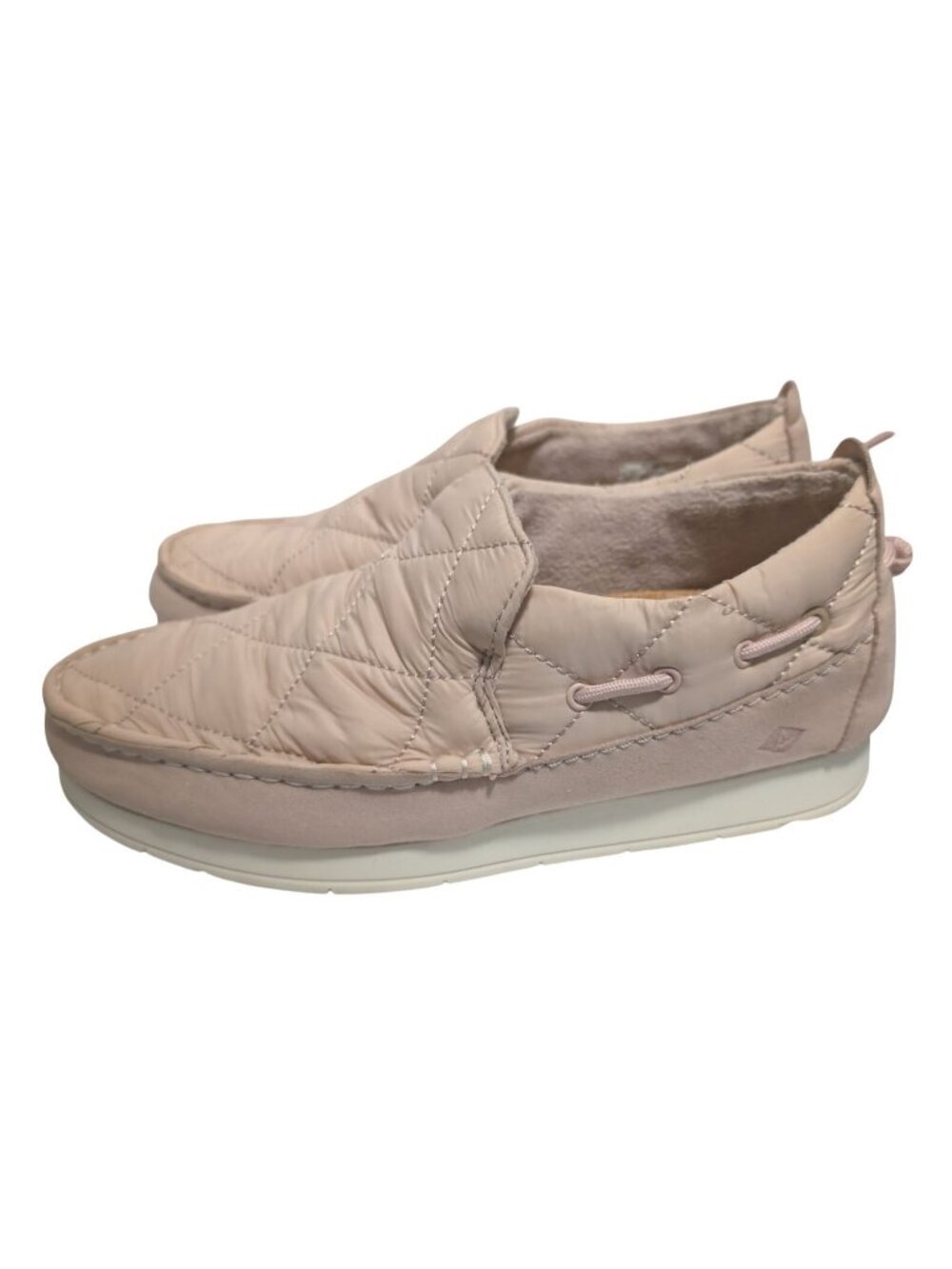 Sperry Moc-Sider Nylon Quilted Slip On Shoes Blush Pink Womens Size 8.5